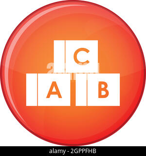 Alphabet cubes with letters A,B,C icon, flat style Stock Vector