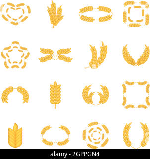Ear corn icons set, cartoon style Stock Vector
