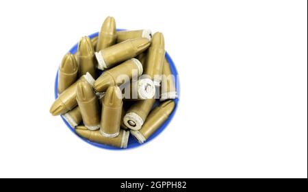 Dry Fire Training on a white background, Fake bullets made from red plastic  are used for shooting practice Stock Photo - Alamy