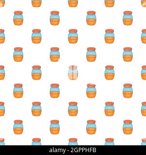 Jam in glass jar pattern, cartoon style Stock Vector