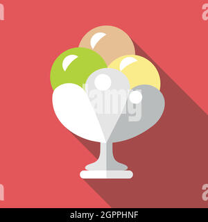 Creme brulee icon, flat style Stock Vector
