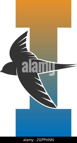 Letter I logo with swift bird icon design vector Stock Vector