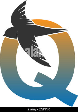 Letter Q logo with swift bird icon design vector Stock Vector