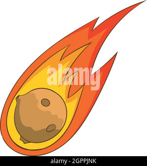 Flame meteorite icon, cartoon style Stock Vector