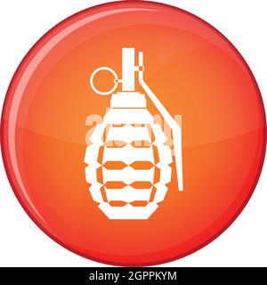 Hand grenade, bomb explosion icon, flat style Stock Vector