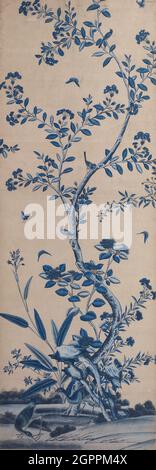 Wallpaper Panel with Birds and Flowering Trees, China, Late 18th/early 19th century. Stock Photo