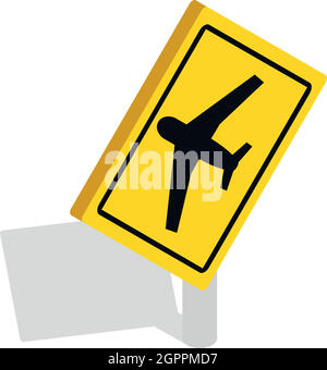 Sign for beware airplane icon, isometric 3d style Stock Vector