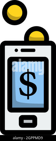 Golden Coins Fall In Smartphone Icon Stock Vector