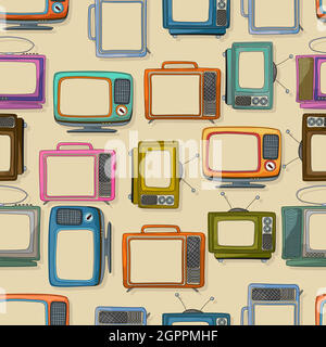 Retro style tv pattern Stock Vector