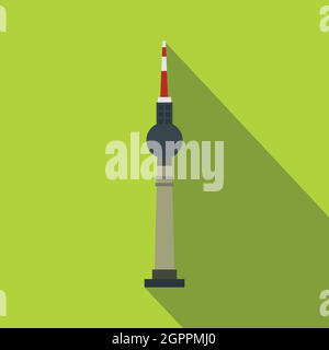 TV tower, Berlin icon, flat style Stock Vector