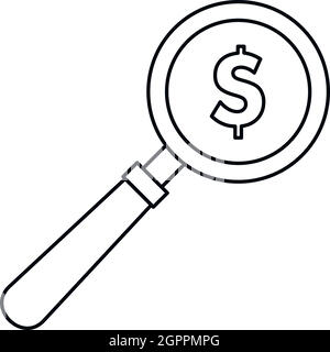 Magnifier icon, outline style Stock Vector