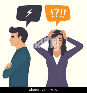 angry couple fight Stock Vector