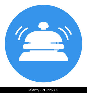 Counter bell, hotel, service flat vector white glyph icon Stock Vector
