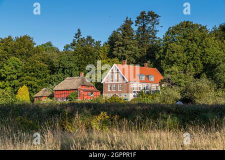 Villa Skovly (Beths Hus) in Hesselager, Denmark, view from the beach Stock Photo