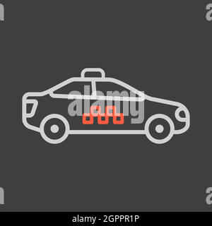 Taxi car flat vector icon isolated on dark background Stock Vector