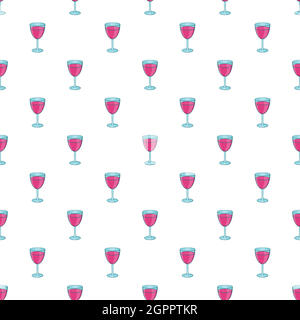 Glass of wine pattern, cartoon style Stock Vector