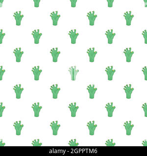 Green zombie hand pattern, cartoon style Stock Vector