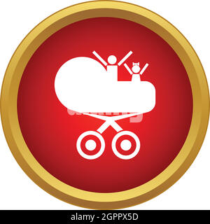 Baby stroller icon, simple style Stock Vector