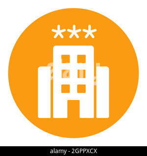 Three star hotel vector flat isolated white glyph icon Stock Vector