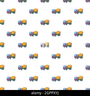 Concrete mixer machine pattern, cartoon style Stock Vector