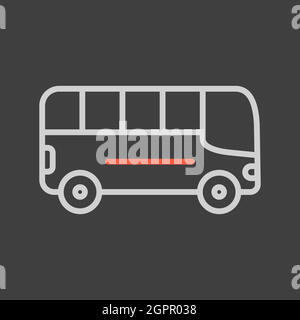 City bus flat vector icon isolated on dark background Stock Vector