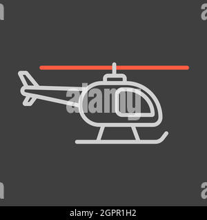 Helicopter flat vector icon design isolated on dark background Stock Vector