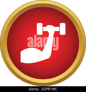 Arm with dumbbell icon in simple style Stock Vector