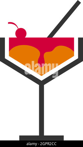 Cocktail drink icon logo design vector template Stock Vector