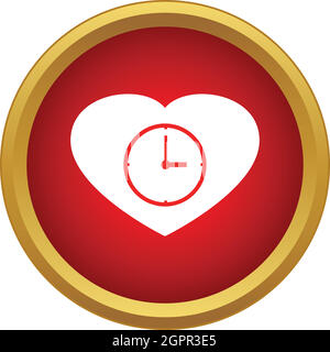 Watch heart icon, simple style Stock Vector