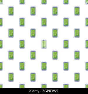 GPS map on phone pattern, cartoon style Stock Vector