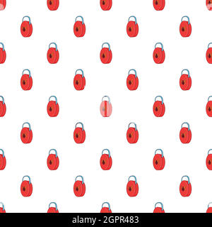 Lock from viruses pattern, cartoon style Stock Vector