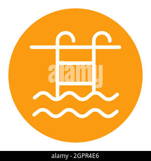 Swimming pool flat vector isolated sign white glyph icon Stock Vector