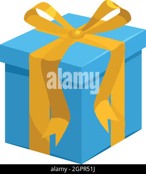 Blue gift box with yellow ribbon icon Stock Vector