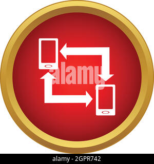 Exchange of data between two phones icon Stock Vector