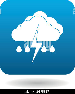 Clouds with lightning and rain drops icon Stock Vector