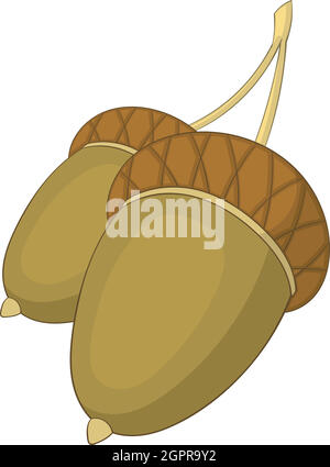 Acorns icon, cartoon style Stock Vector