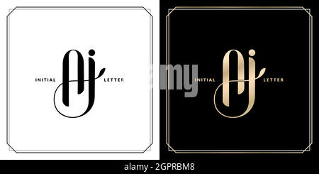 AJ or AI initial letter and graphic name, AJ or AI Monogram, for Wedding couple symbolic, company and icon business, with two colors variation designs of isolated backgrounds. Stock Vector
