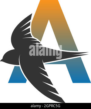 Letter A logo with swift bird icon design vector Stock Vector