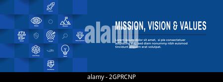 Mission Vision and Values Web Header & Icon Set Stock Vector