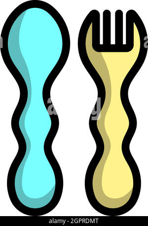 Baby Spoon And Fork Icon Stock Vector