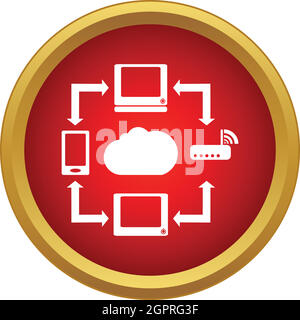 Devices connected to the cloud icon, simple style Stock Vector