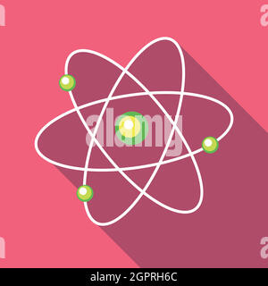 Atom with electrons icon in flat style Stock Vector