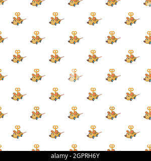 Clockwork mouse pattern, cartoon style Stock Vector