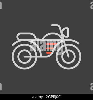 Motorcycle flat vector icon isolated on dark background Stock Vector
