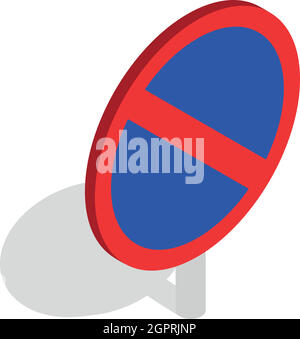 No parking traffic sign icon, isometric 3d style Stock Vector