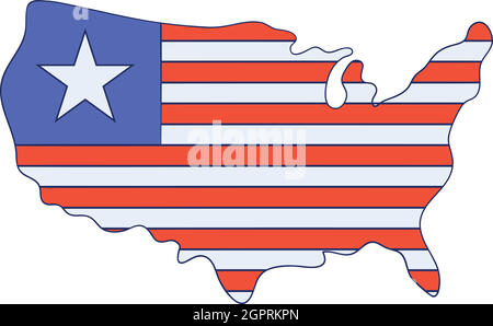 Independence day usa map icon, cartoon style Stock Vector