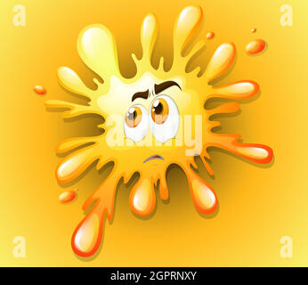 Yellow splash with worried face Stock Vector