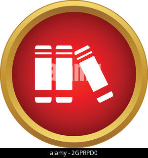 Books on the shelf icon, simple style Stock Vector