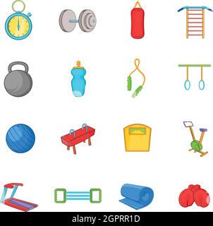 Gym icons set, cartoon style Stock Vector Image & Art - Alamy