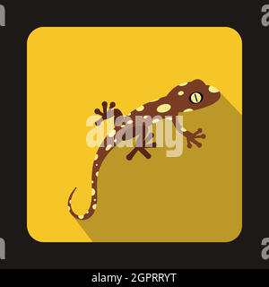 Spotted chameleon icon, flat style Stock Vector